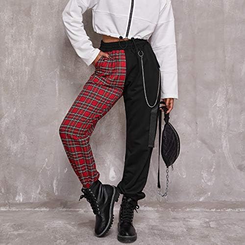 Calça de carga macia feminina keusn y2k calça de cintura elástica da moda da moda calça de carga baixa calças largas