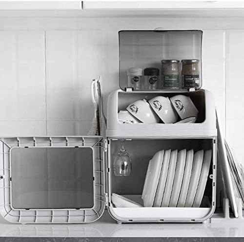 Plafueto coberto de cozinha de cozinha secagem rack rack plástico à prova de pó de armazenamento de cesta de cesta de cesto de utensílios