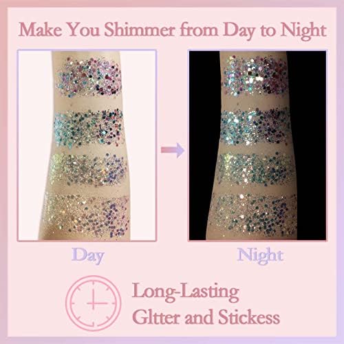 Allstarry Holography Body Glitter Glitter 4 Cores Face cosmético Glitter Face Paintr