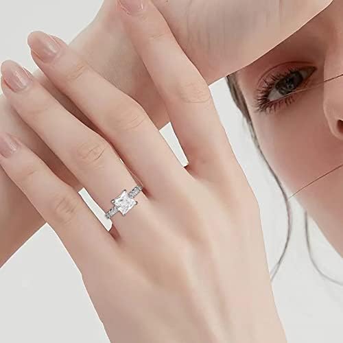 Anéis de aço inoxidável de Yistu para mulheres Incluste Square Diamond Ring Jewelry Birthday Proposta de presente de noiva de noiva