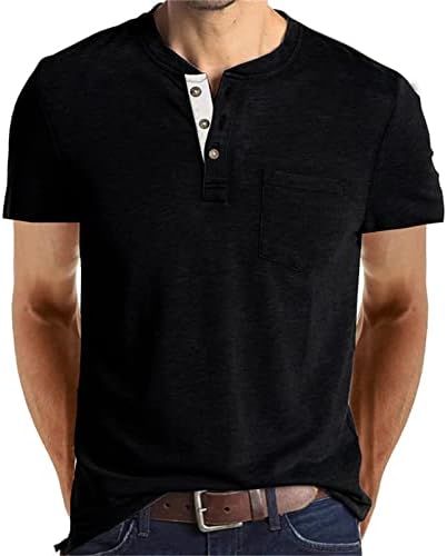 Mensual colarinho de gola casual camiseta seca ajuste estirável respirável tshirts de algodão bolso de algodão manga curta