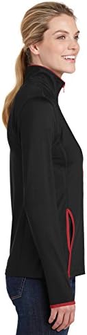 Sport Tek Ladies Sprt_wick Stretch Contrast Full-Zip JKT F20 Black/True Red