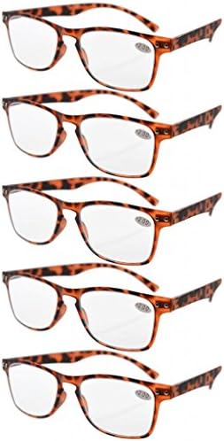 Eyekepper Ultrathin Flex Frame 5-Pack 80's Reading Glasses Tortoise +1.5