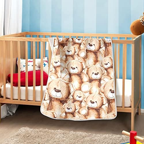 Cobertores de bebê adorável ursinho de ursinho de pelúcia para meninos super macios, cobertores de crianças pequenas para