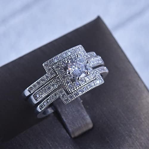 Anel de noivado de casamento para mulheres 2pcs anel de diamante anel delicado de design delicado anel de luxo novo anel criativo pode ser empilhado para usar mulheres moda anel US 5 6 7 8 9 10 11 PROMESSA