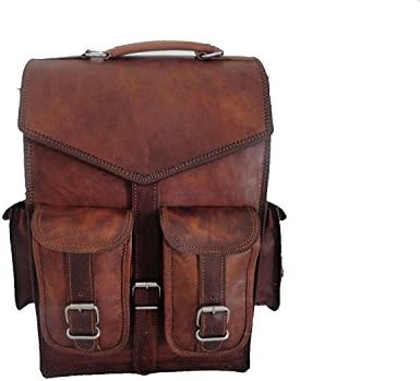 DHK 15 Brown vintage de couro para laptop Messenger Bag Rucksack Sling para homens Mulheres
