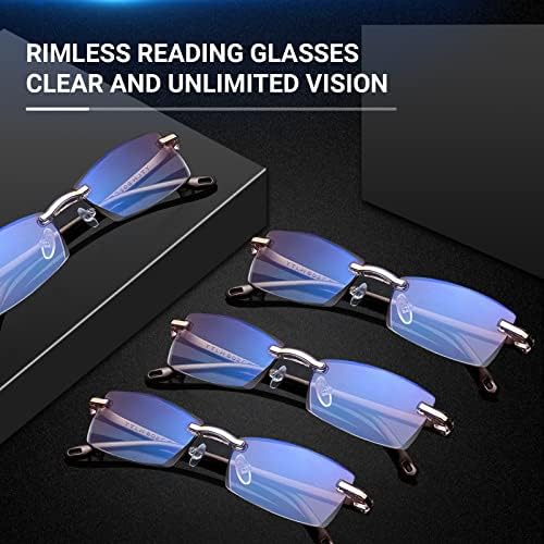 Luff óculos de leitura sem aro leves - 4paris azul bloqueando lentes transparentes lentes óculos