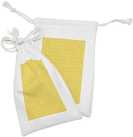 Conjunto de bolsas de tecido floral de Ambesonne de 2, padrão de margaridas de verão ornamentais com vista ensolarada vibrante, pequeno saco de cordão para máscaras e favores de higiene pessoal, 9 x 6, amarelo amarelo