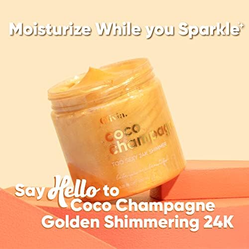Olivia Body Shimmer 24K Gold by Coco Champagne - Hydro -hidrelétrico orgânico, hidrelétrico com glitter. Shine & Glow. 7.6 fl oz.