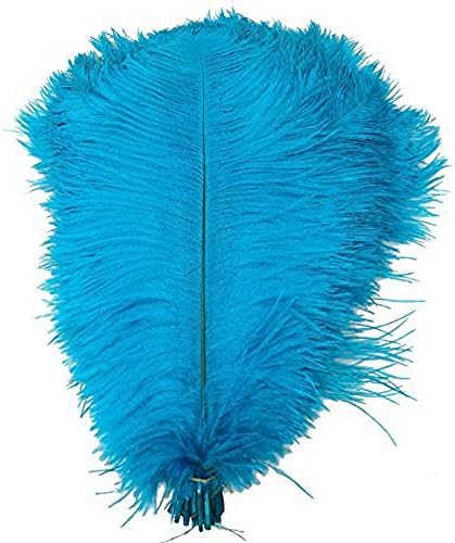 Zamihalaa - 10pcs/lote de penas de avestruz azul para artesanato 15-75 cm decoração de penas de avestruz decoração de casamento