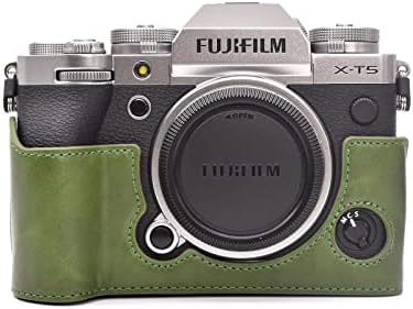 Caixa Muziri Kinokoo Fuji Xt5 para Fuji Fujifilm XT5/X -T5 - Câmera de Câmera de Câmera PU - Caixa de proteção de meio corpo com garra de mão - verde