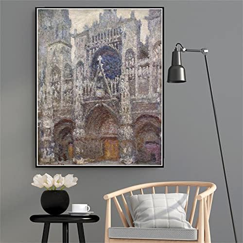 Rouen Cathedral Gray Weather Painting por Claude Monet Diamond Painting Kits para adultos, arte de diamantes de cristal
