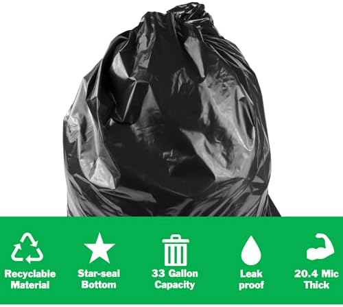 Saco de lixo de 33 galões 21 mícrons sacos de lixo pretos de 30 galões de lixo de lixo de 32 galões de lixo de lixo a granel Lanadores