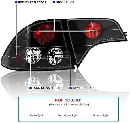 Luzes traseiras de lente clara de lentes pretas de ajuste especial compatível com 2006-2011 Honda Civic Sedan 4 Door, esquerda