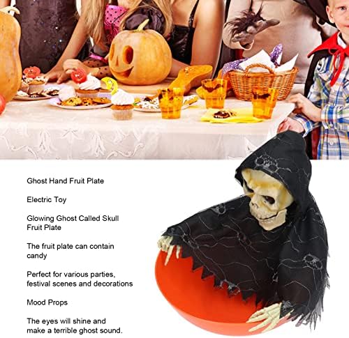 Logo, prato de frutas, bandeja de frutas em forma de fantasma elétrica, fantasma de esqueleto de placa elétrica com olhos luminosos e terrível som fantasma, decorações de festivais perfeitas para a Páscoa do Halloween