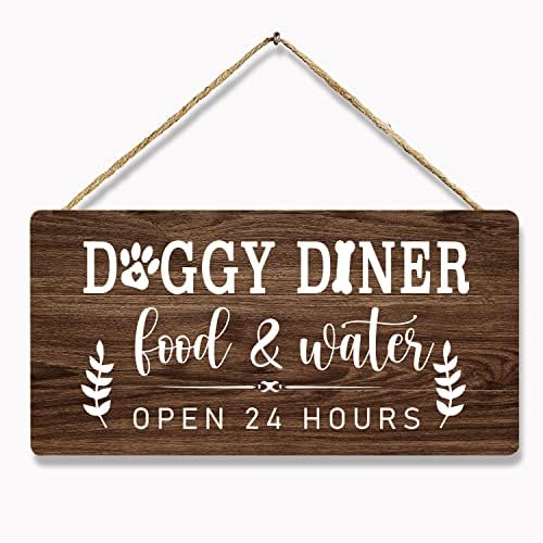 Kentuok Doggy Diner Rússica Placa de parede de madeira marrom rústica para amantes de cães Decoração de parede de cachorro de cachorro