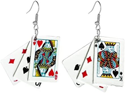 Brincos de cartas de poker maloyanve para mulheres meninas engraçadas resina colorida colorida jogada cartas irregulares gota de joalheria de brinco assimétrico casual