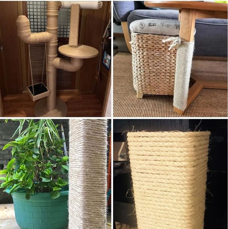 Cxdtbh corda sisal gato árvore diy arranhando pós -brinquedo gato de gato moldura de substituição de corda pernas para gato garra