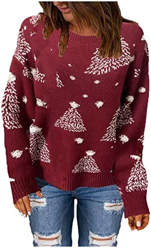 Camisolas de Natal para homens para homens Moda de neve do boneco de neve Snowflake redond suéter de pescoço
