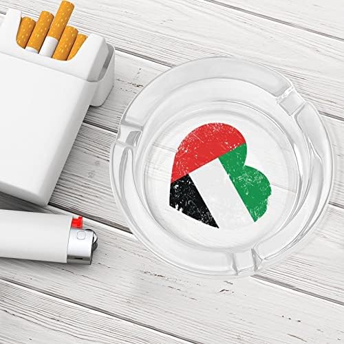 Emirados árabes unidos bandeira de coração retrô cinzeiros de vidro para cigarros lixo à prova de vento pode imprimir bandejas