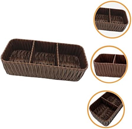 Caixa de vime de caixa do doitool de três compartimentos cestas de armazenamento de armazenamento casas decoração de decoração de mesa de tampo de tampo de mesa de mesa de tampo de tampo de tampo de mesa de goteira