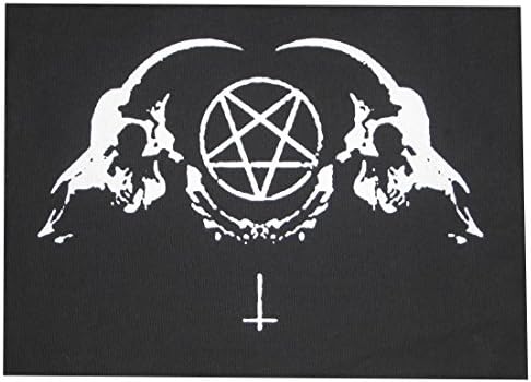 Crânio de cabra Patch - Demonic Baphomet Pentagram Devil Demon Dragon Dragon Evil Leviathan Cruz Cabeça Gothic Metal Punk Satanic Satanic Satanic Voodoo Wicca bruxaria 666 Demônio invertido