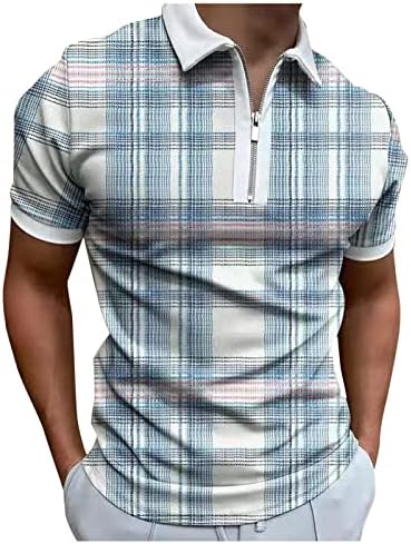 Camisa pólo de manga curta masculina estampada zip up slim fit shirts tops moda moda projetada clássica camisetas de