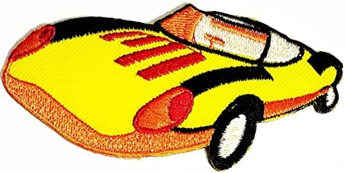 Kleenplus 3pcs. Sport Super Car Cartoon Amarelo Ferro bordado em costura em crachá para jeans jaquetas HATPACKS MACHAS CHANHAS APLICHES ATICEDADORES E PACHES DECORATIVAS