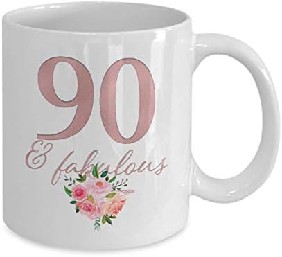 Presente de 90 anos para ela - 90 e Fabulous Coffee Caneca para Mulheres - Bday Feliz Aniversário Est 1930 - Idéias presentes para completar