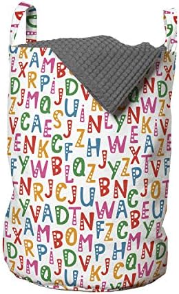 Bolsa de lavanderia do alfabeto de Ambesonne, alfabeto borbulhante enérgico em uma ordem aleatória caracteres caprichosos,