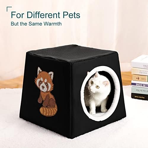 Camas de gatos de panda vermelha de desenho animado para gatos internos Ceda de pet -wideaway dobrável para cães de gatos ao ar