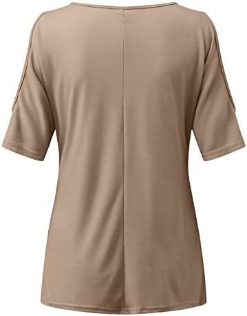 Camiseta de tamanho grande para mulheres ombro frio tamas de manga curta Camisa redonda de pescoço de verão Blusa da túnica