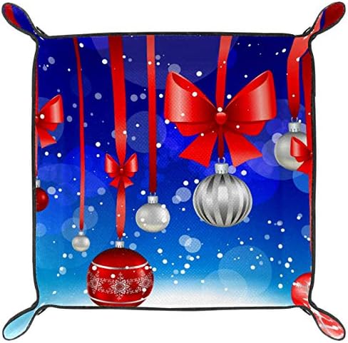 Lyetny Christmas Hanging Ball com Organizador de arco vermelho Caixa de armazenamento Caixa de cabeceira Caddy Bandeja de desktop Alterar