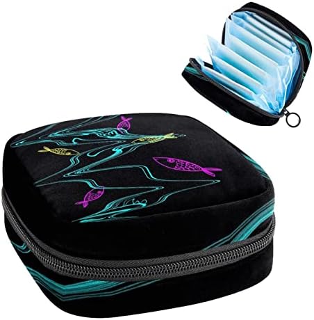 Bolsa de armazenamento de guardanapos sanitários de Oryuekan, bolsas de zíper menstrual reutilizável portátil, bolsa de armazenamento de tampões para mulheres meninas, linhas coloridas
