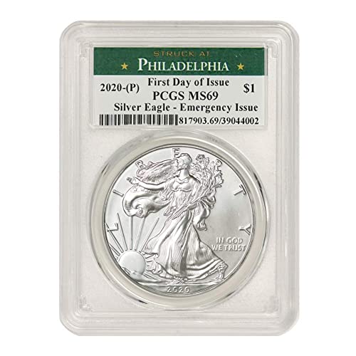 2020 Philadelphia Mint Silver American Eagle MS-69 Green Label by Coinfolio $ 1 MS69 PCGS