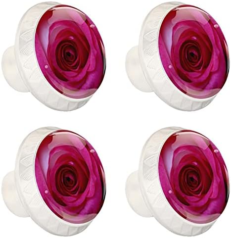 Tbouobt 4 pacote - botões de hardware do armário, botões para armários e gavetas, alças de cômoda de fazenda, flor de rosa rosa