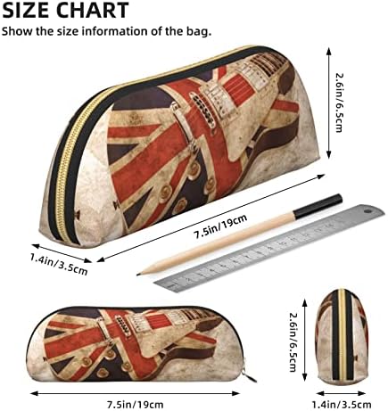Guitarra elbull britânica bandeira britânica bolsa de papelas de couro de couro estojo de lápis capa lápis para adolescentes