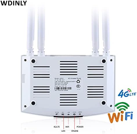 WDINLY 4G Router com slot para cartão SIM, roteador de viagem de 300 Mbps 3g/4g com porta RJ45 WAN/LAN, antenas de 4