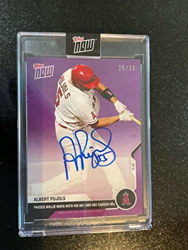 Albert Pujols 2020 Topps agora roxo automático 25/25 passes mays 661-2 hrs de carreira - beisebol recortou cartões autografados