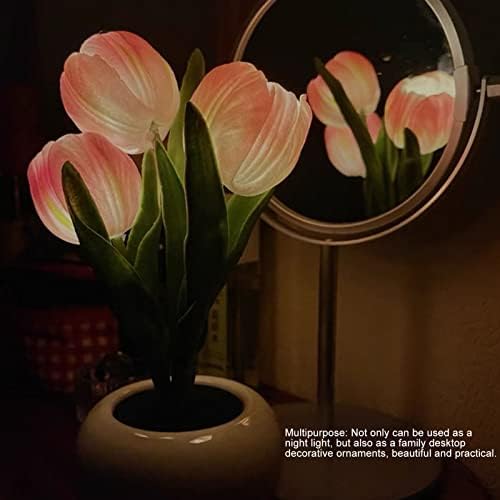 LED Tulip Night Light Light Light Luz requintada cerâmica pu PU Flor Bedroom Planeta de mesa Lumin