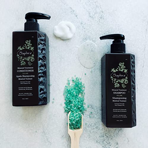 Shampoo e condicionador de tratamento mineral de Saphira definido para cabelos finos, finos e tratados com cores, 8,5 oz