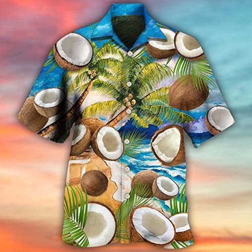 Hawaii Mangas curtas para homens 2023 3D Button leve para baixo de manga curta Camisa de praia de verão Casual Aloha