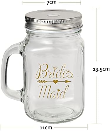 Coofoza Bridesmaid Gift Proposta de casamento Presentes Conjunto de 17 onças de vidro jarra de pedal com suco de palha copo