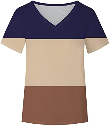 Top camiseta para senhoras outono de verão de manga curta 2023 de pescoço de pescoço de pescoço, camisa casual listrada de algodão 32 32