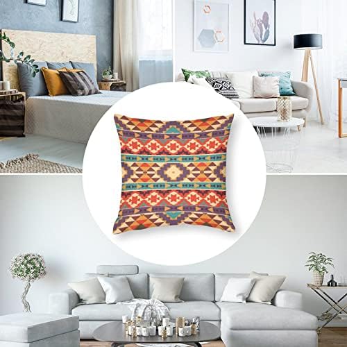 Padrão asteca colorida Casa quadrada de almofada de poliéster Tampas de almofada de poliéster Tampas de travesseiro para decoração de sofá