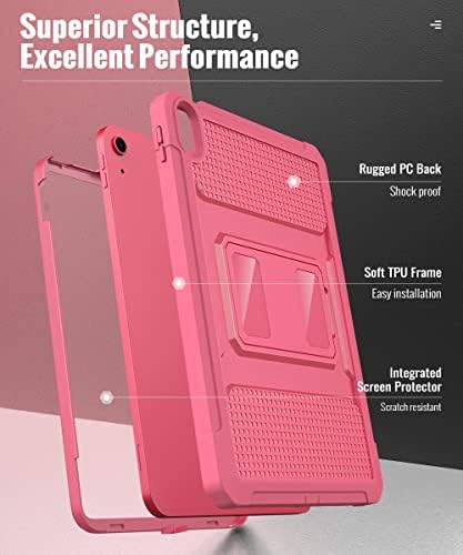 MOKO iPad 10th Geração Caso 10,9 polegadas 2022, capa híbrida robusta à prova de choques com o Kickstand para crianças e protetor de