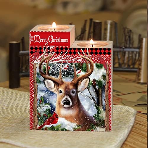 Deer Christmas Cardinal Deer Hunting Feliz Natal, Velulador de Madeira, Presente para Amigos Natal