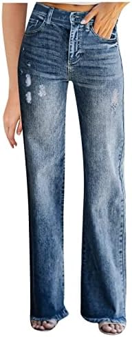 Calça de fundo de sino miashui para mulheres calças de alto sólido jeans colorir jeans de bolso jeans de jeans slim button jean