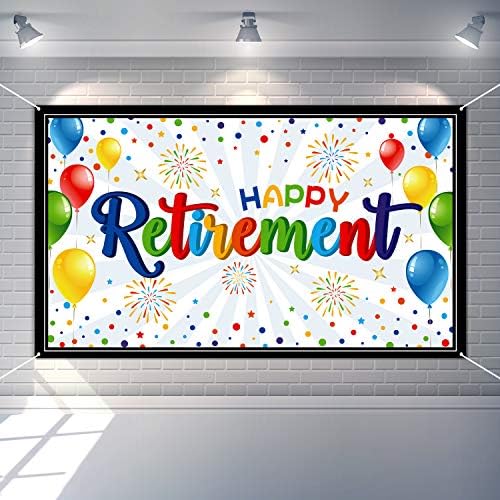 Happy aposentadoria decorações de festas gigante colorido banner de aposentadoria fotografia fotografia fotografia