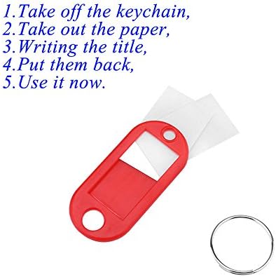 Tags de etiqueta de chaves 50pcs, tags de chave de tecla plástica de plástico Messar com a janela de etiqueta de anel